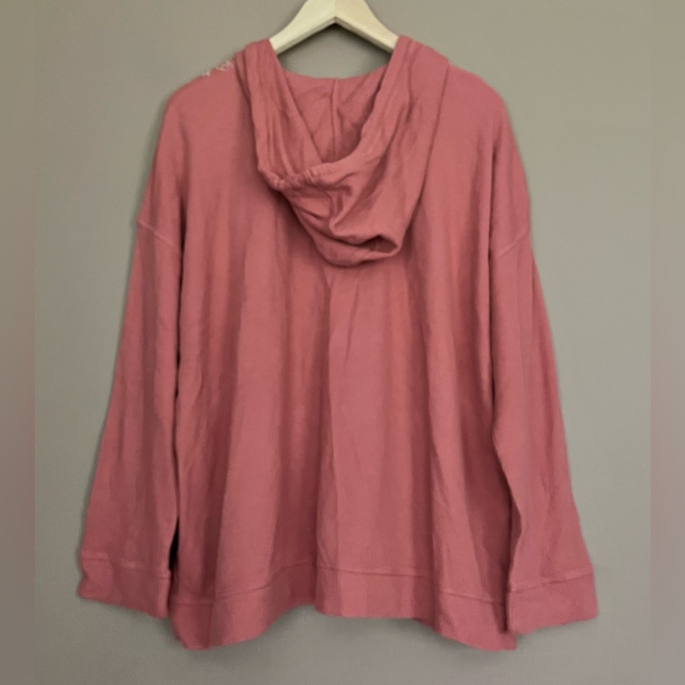 {J. Jill} Embroidered Waffle Knit with Hood in Dusty Rose - Womens XL - Picture 5 of 10